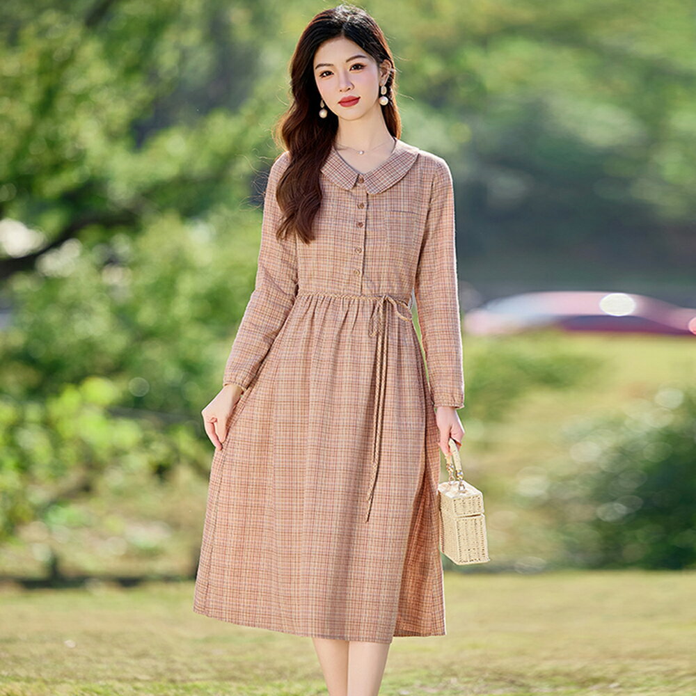 ＊ORead＊韓版娃娃領收腰文藝純棉洋裝(圖片色M~2XL)【限定加碼✿全館滿額再折】