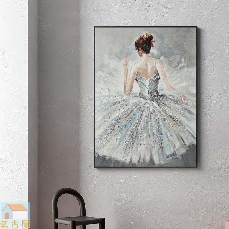入戶玄關手繪芭蕾舞少女裝飾畫走廊過道歐式油畫輕奢人物客廳版畫
