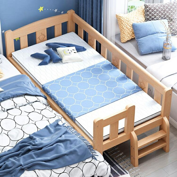 實木兒童床 木兒童床男孩單人床女孩公主床加寬小床邊兒童床拼接大床