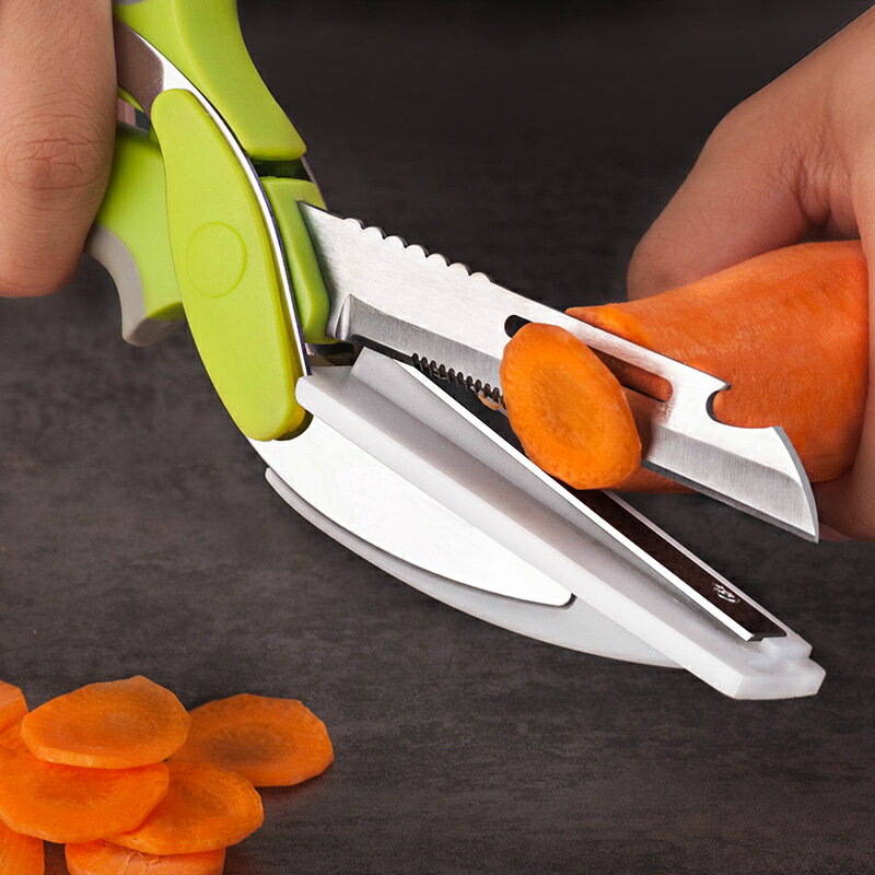 多功能切菜剪刀神器不銹鋼家用食物剪刀砧板二合一菜刀水果蔬菜剪