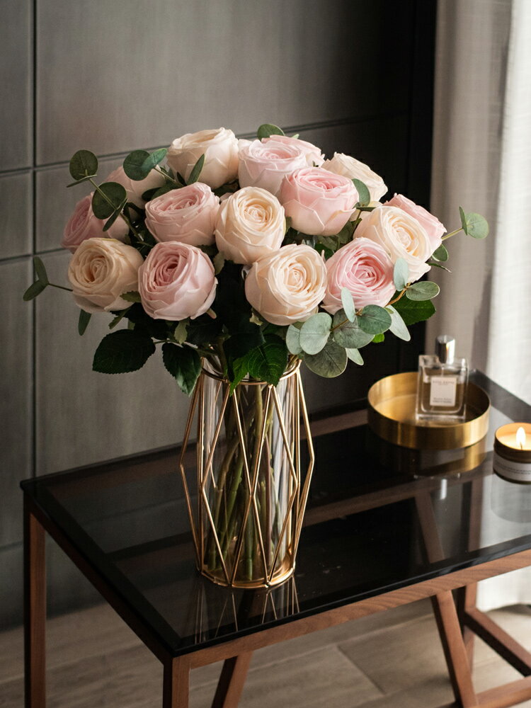 南十字星 輕奢仿真花手感保濕玫瑰花假花客廳餐桌花裝飾擺件 泰勒