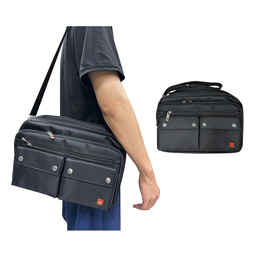 ~雪黛屋~DANDY 斜側包二層主袋+外袋共七層大容量10寸平板防水尼龍布DW516(大)