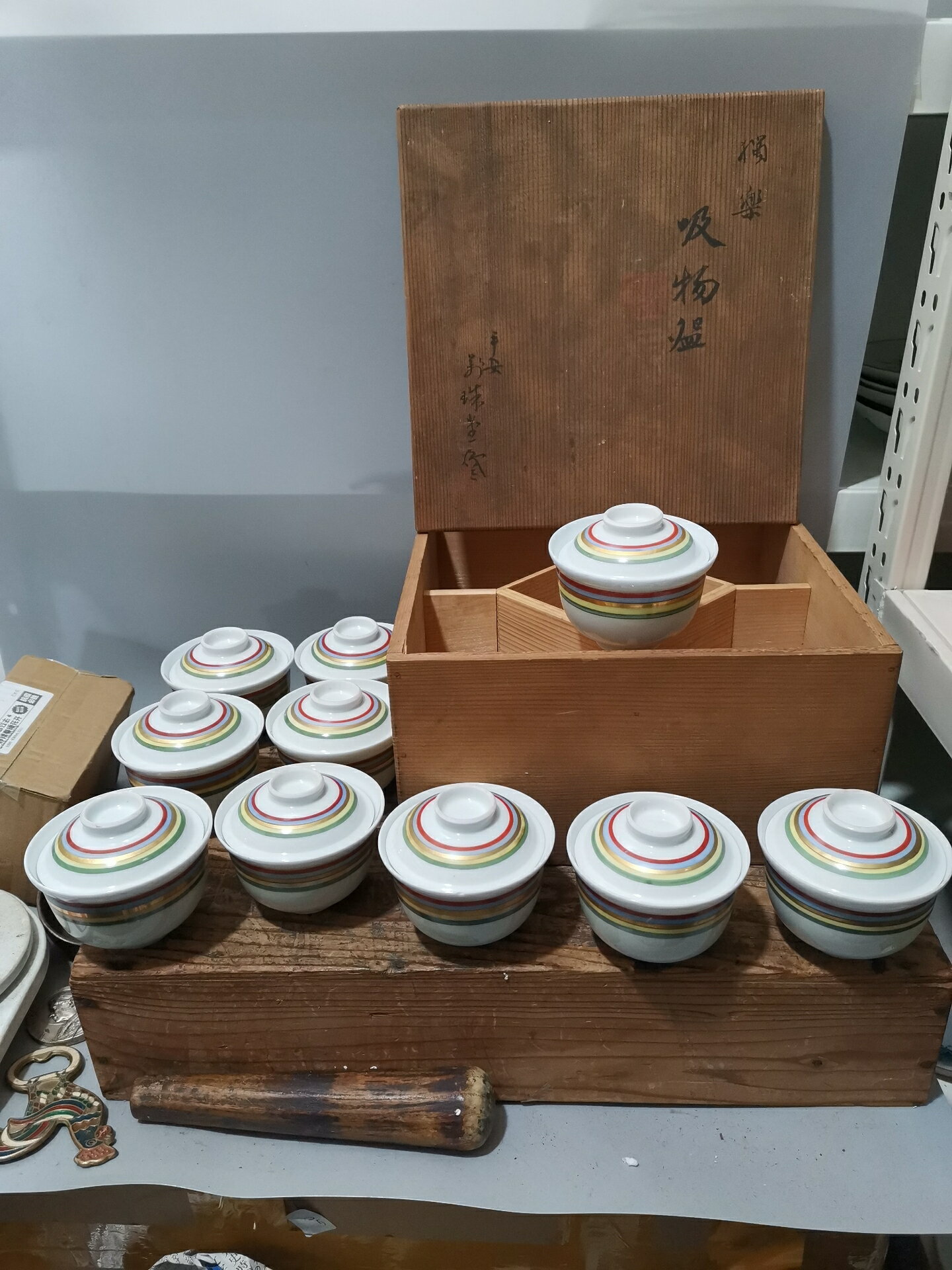 日本迴流瓷器古董大正昭和早期日本名堂口平安萬珠堂作獨樂茶碗蓋