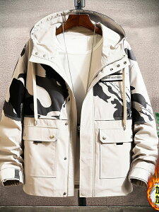 機能外套男加絨加厚秋款冬裝迷彩夾克韓版潮流青少年學生上衣服