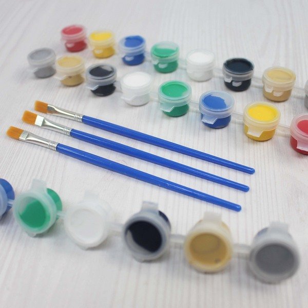 8色 壓克力顏料3ml 畫筆/一組入(定30) DIY塗鴉彩繪顏料 丙烯顏料 石膏顏料-AA-6249