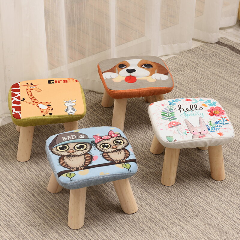 實木小凳子家用圓矮凳可愛兒童沙發凳寶寶椅子時尚卡通創意小板凳