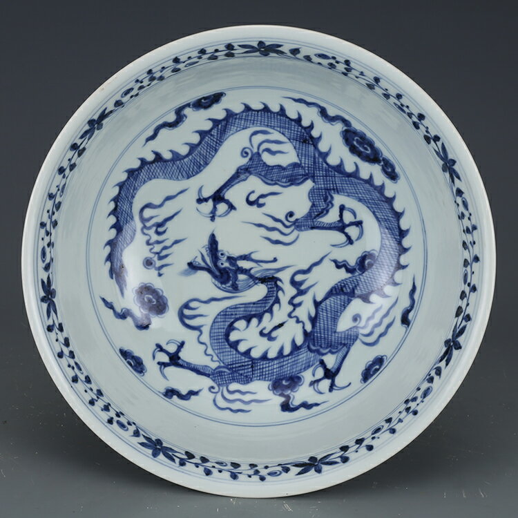 青花龍鯉紋皿 清朝期 中国古玩 中国美術 旧家蔵出 美術品