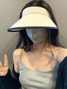 【免運】防曬帽女2024新款夏季遮臉白色騎車空頂大檐紫外線遮陽帽