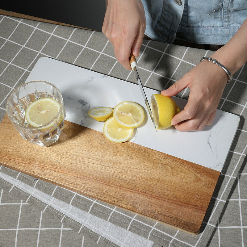 家好點 實木菜板砧板大理石拼接 廚房面包烘焙板切披薩砧板