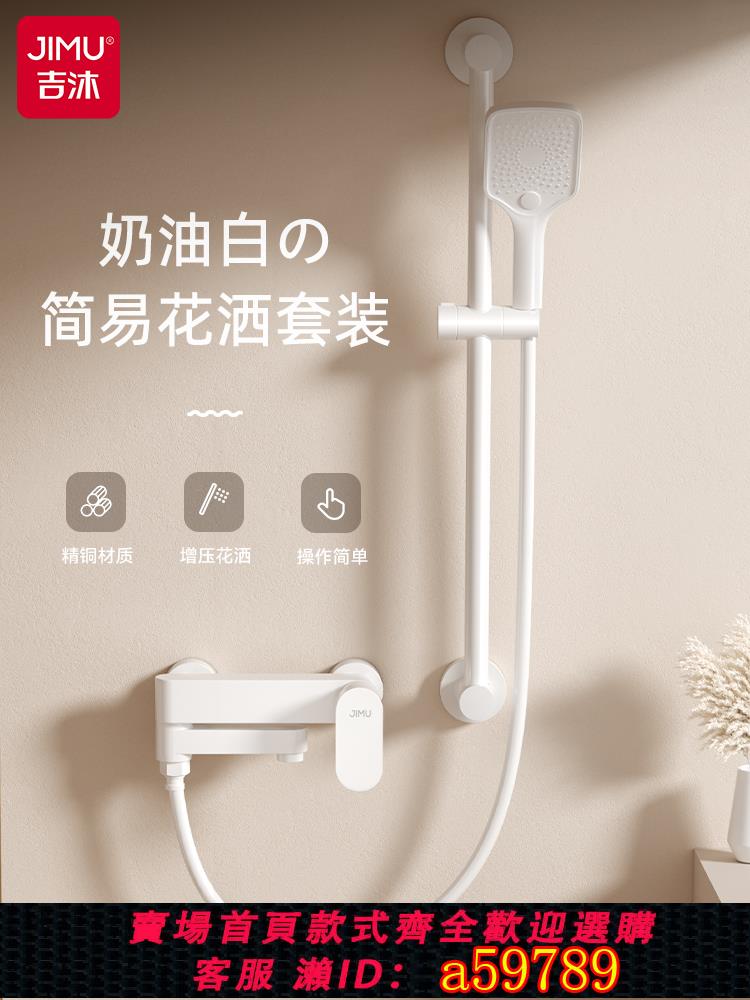 【臺灣公司 可打統編】白色簡易淋浴花灑套裝無頂噴家用浴室衛生間分體式增壓花曬頭噴頭