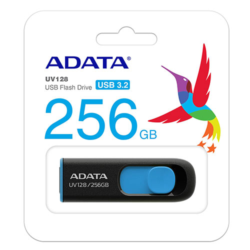 ADATA威剛 UV128 USB3.2 Gen1 256G 隨身碟-藍黑色【愛買】