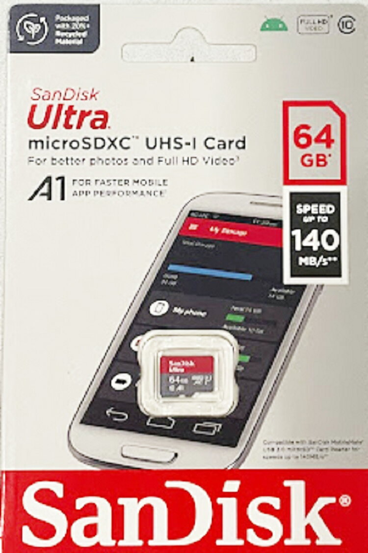 SanDisk 64GB 64G microSDXC【ultra 140MB/s】Ultra microSD micro SD