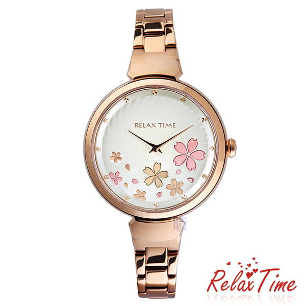 【時光鐘錶】Relax Time (RT-66-1) 櫻花限定 玫瑰金 防水 女錶/白/36mm