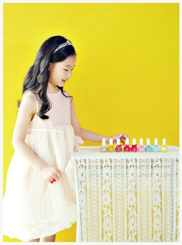 韓國 Peachand 兒童安全水溶性蝴蝶結指甲油(附戒指) 小美人魚粉紅 #42 5