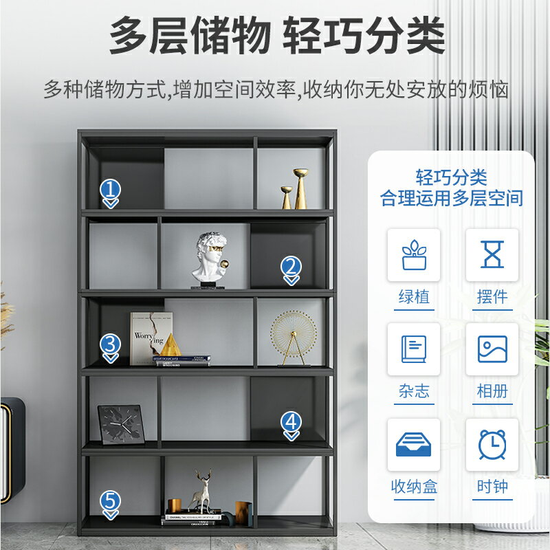 美式置物架辦公室隔斷展示架落地多層書架客廳實木屏風鐵藝收納架