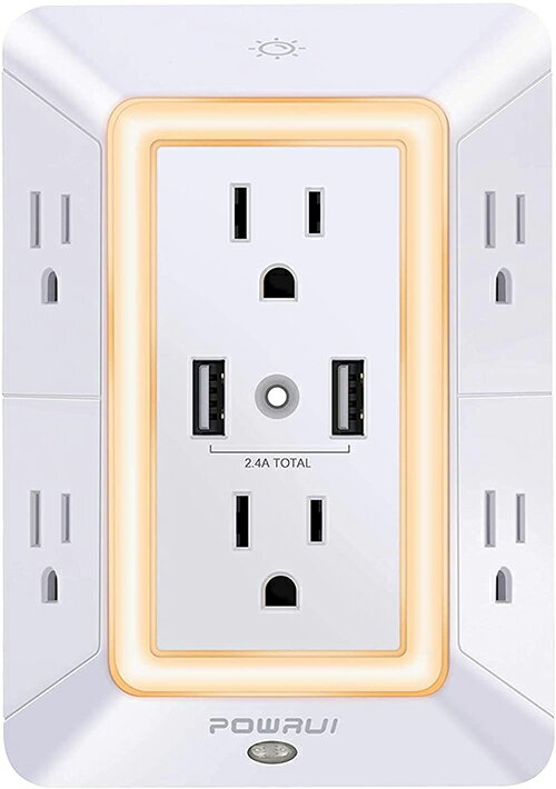  2美國直購  USB Wall Charger 充 Surge Protector POWRUI 6-Outlet Extender with 2 USB C