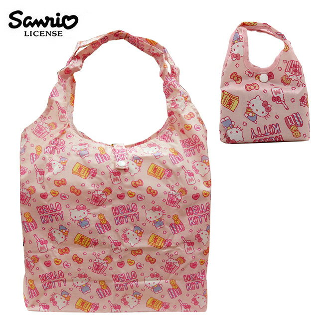 粉色款【日本正版】凱蒂貓 摺疊 購物袋 環保袋 手提袋 防潑水 Hello Kitty 三麗鷗 Sanrio - 466893