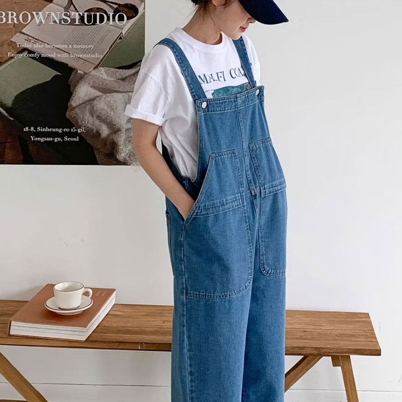 ANNAS 正韓牛仔吊帶褲 寬鬆牛仔褲 連身牛仔褲 6