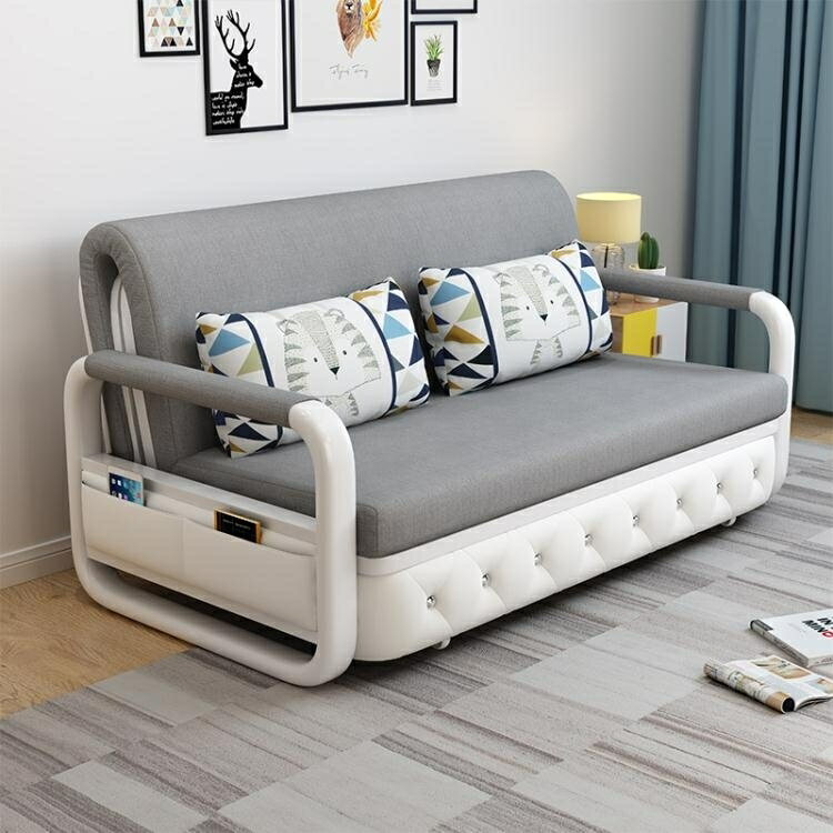 折疊沙發實木可折疊沙發床1.2/1.5米多功能客廳小戶型雙人兩用可儲物沙發