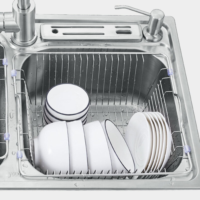 廚房水槽瀝水籃不銹鋼水池瀝水架洗菜盆濾水籃洗碗收納架漏水籃子