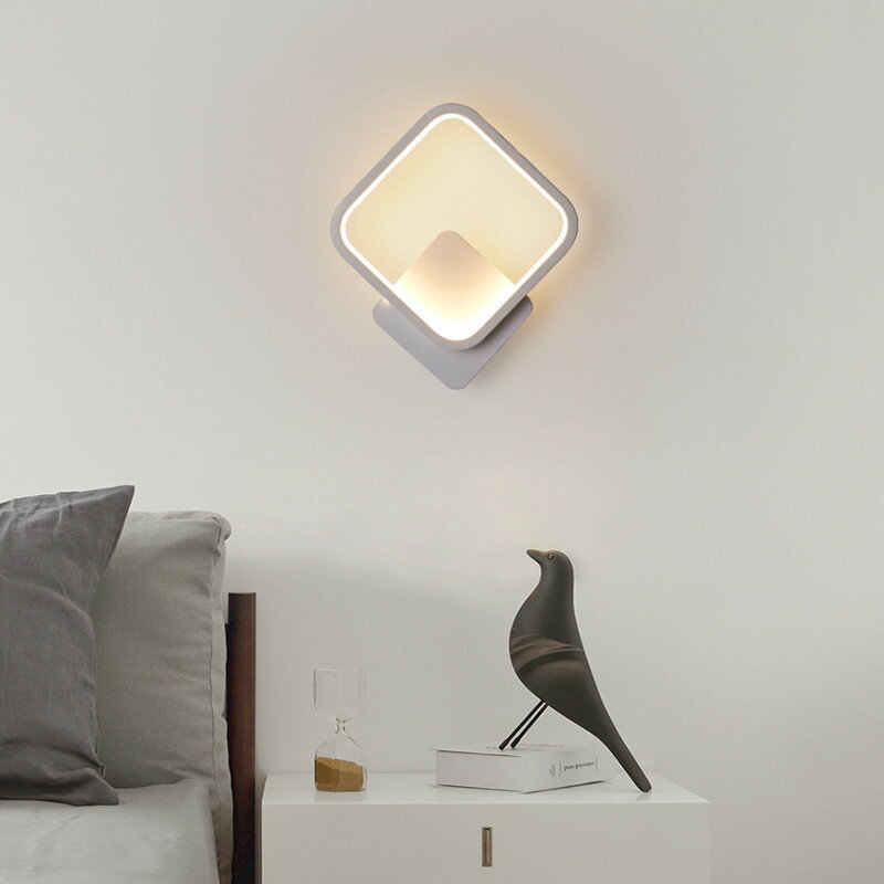 簡約LED壁燈臥室床頭燈過道壁燈方形圓形鋁材110V寬電壓