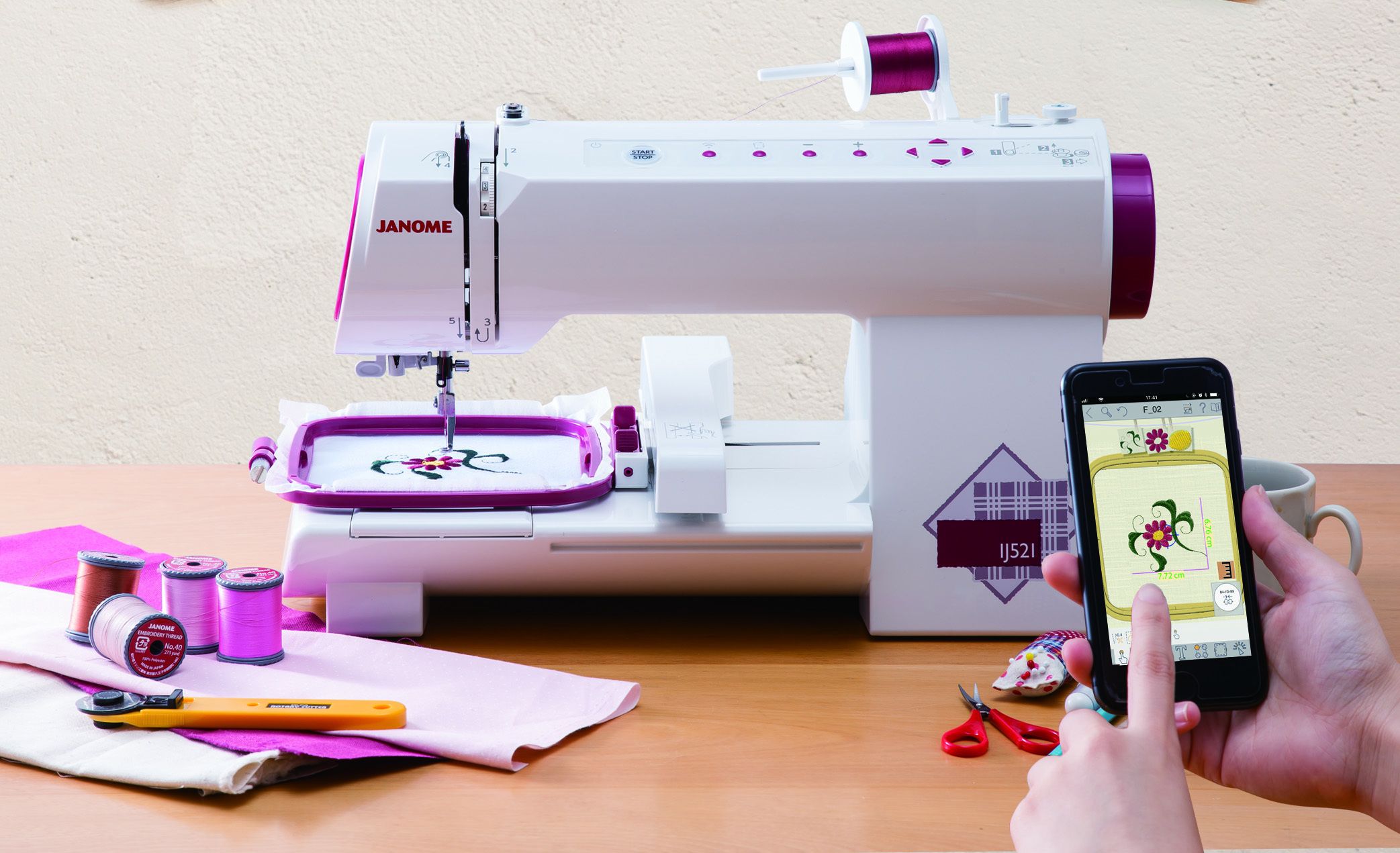 免運 日本公司貨 JANOME 車樂美 IJ521 智慧縫紉機 刺繡機 裁縫機 手機 app操作 260種刺繡圖案