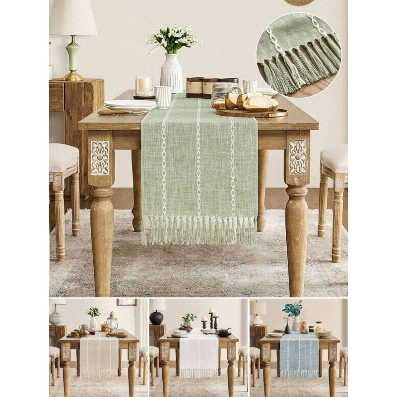 款Style Bohemian Woven Table Runner Handmade Tassel