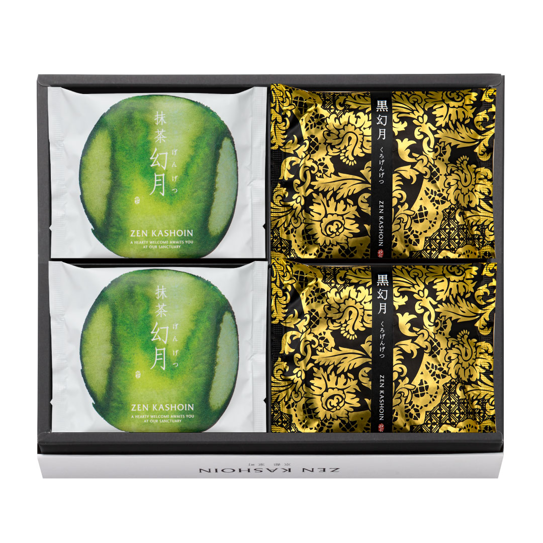 然花抄院 【黑抹茶幻月8入禮盒】 抹茶+可可幻月 日式和菓子 日本甜點然花抄院 ZENKASHOIN