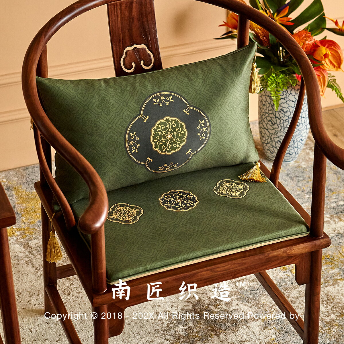 太師椅坐墊 中式椅墊 海綿坐墊 中式紅木椅子坐墊圈椅墊子太師椅墊實木家具沙發餐椅座墊官帽客製化『cyd19398』