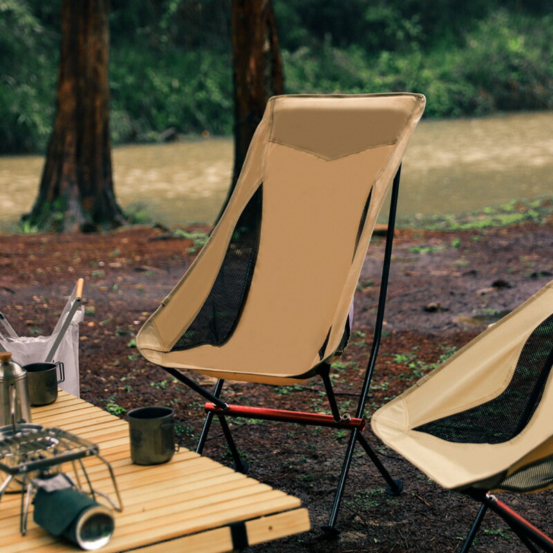 戶外超輕鋁合金折疊椅便攜式靠背沙灘休閑月亮椅垂釣燒烤大號椅子