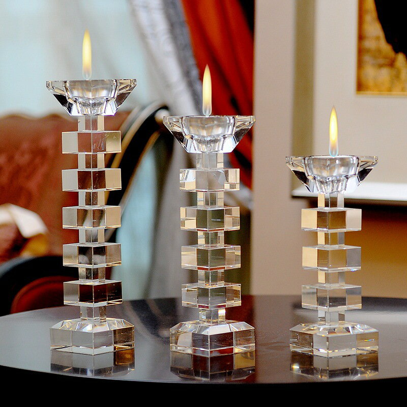 歐式單頭兩用水晶蠟燭臺現代家居飾品樣板房軟裝婚慶擺件多地包郵