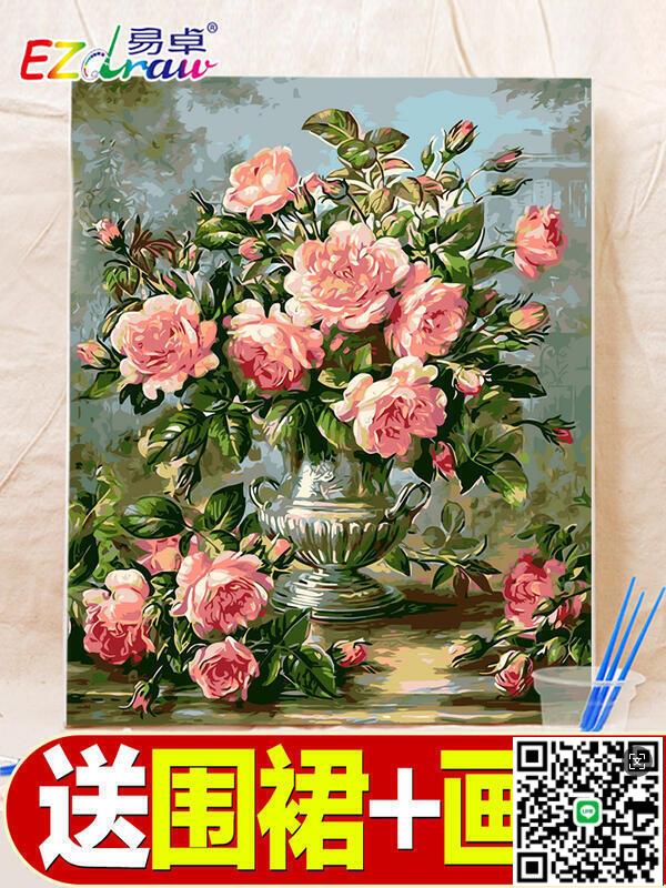 【千羽家居】diy數字油畫水彩塗色填充減壓掛畫手工填色畫手繪客廳裝飾油彩畫