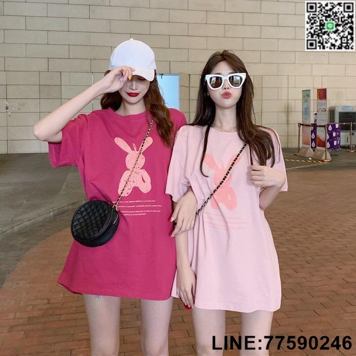 【歡樂購】夏季中長款寬鬆打底衫卡通圓領大碼短袖T恤上衣女裝女性衣服休閒服裝流行女裝~AF16342