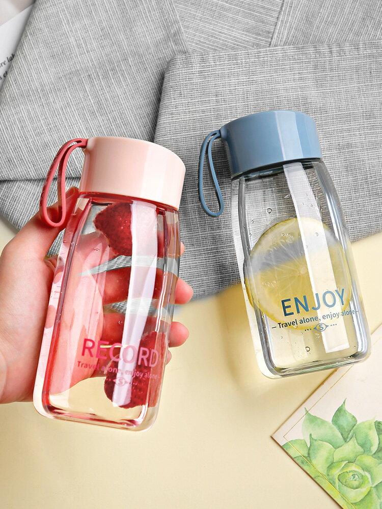 塑料水杯簡約可愛防摔杯子耐熱便攜中學生ins個性創意潮流水瓶子