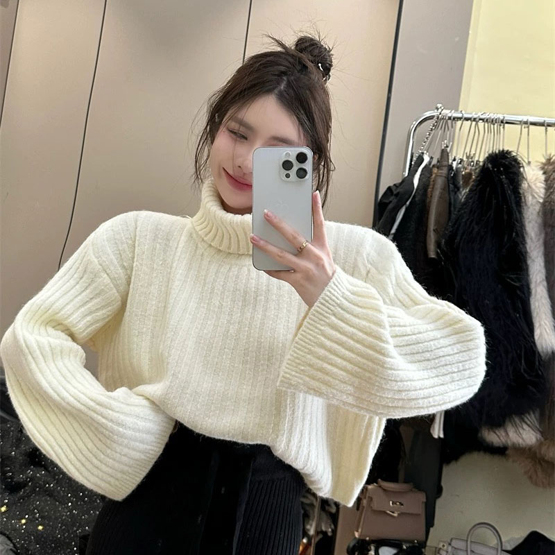 ANNAS 大紅色高領毛衣 紅色針織衫 寬鬆慵懶坑條毛衣 粗針織 紅色毛衣 過年 喜氣 新年 2024龍年 3