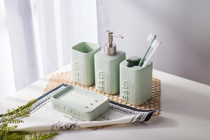 歐式衛浴四件套陶瓷創意簡約新婚浴室用品套件牙杯漱口杯洗漱套
