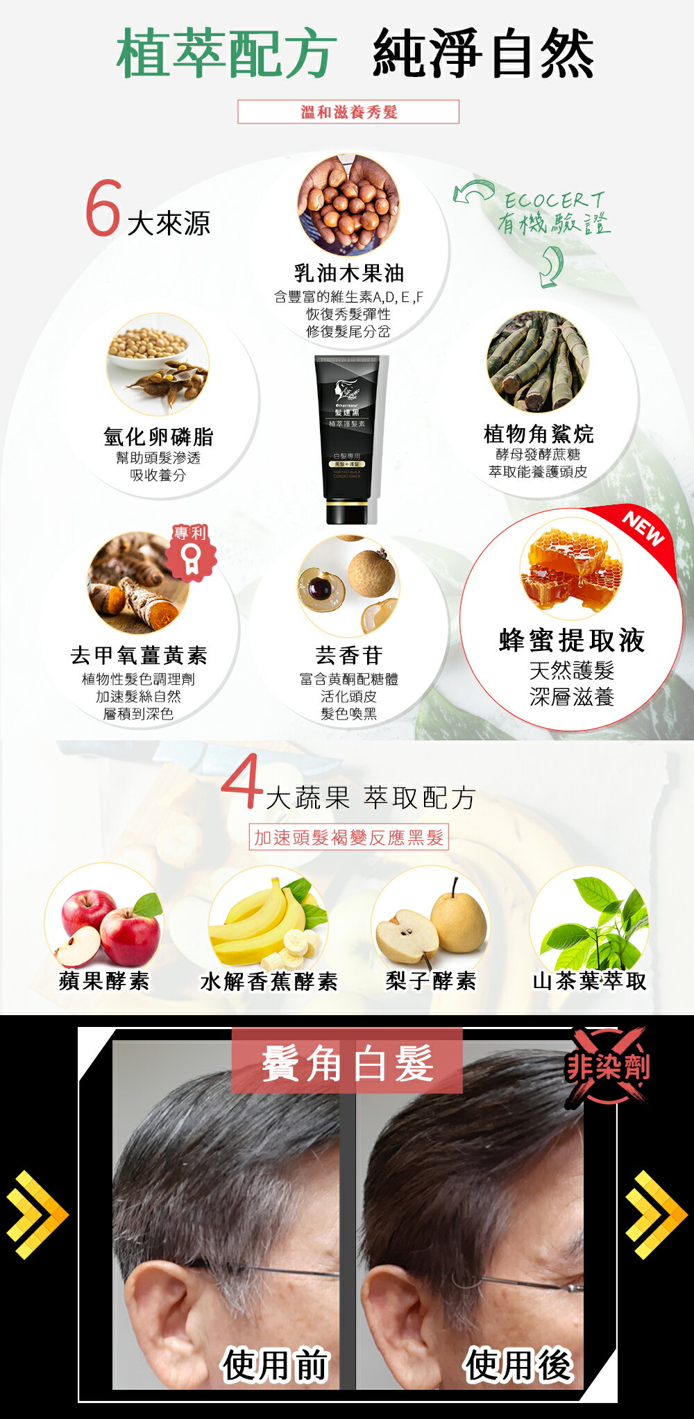 PURE HOME-髮速黑植萃護髮素plus 90ML 非染髮劑 白髮救星 純天然 免沖洗 海翔健康館 5