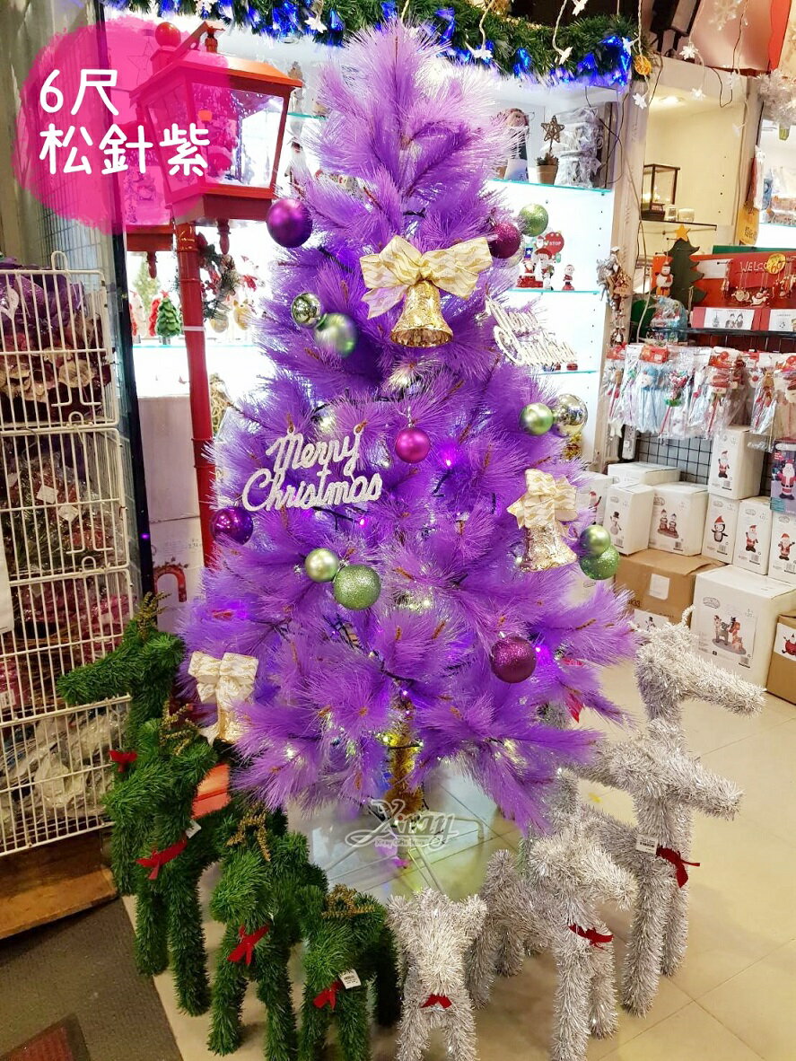 聖誕樹 6尺松針紫成品(含所有裝飾+燈)，聖誕佈置/聖誕節/會場佈置/聖誕材料/聖誕燈，聖誕樹/聖誕佈置/聖誕節/會場佈置/聖誕材料/聖誕燈，X射線【X120502】