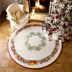 聖誕地毯 平安夜圣誕地墊氛圍感輕奢高級感地毯客廳臥室圓形墊子北歐風腳墊