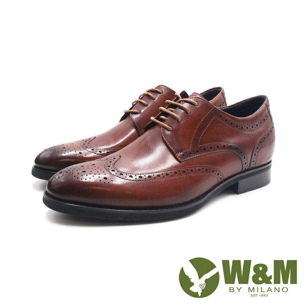 W&M(男)內增高翼紋雕花鞋 男鞋－棕色