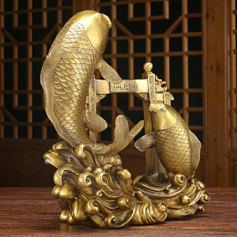 純銅鯉魚躍龍門擺件錦鯉中式客廳櫥柜裝飾吉祥寓意好的藝術擺設品| 協貿