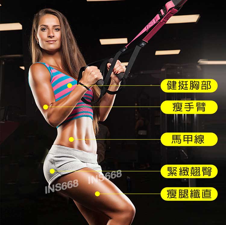 TRX訓練帶 懸掛式訓練繩 P3 競技版 懸吊系統 拉力繩 可搭配瑜珈 伏地挺身 全身雕塑 訓練核心肌群 INS668 3