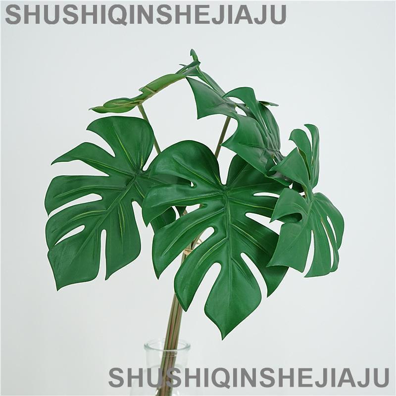 滿280元出貨 仿真花 假花 可開發票 高品質模擬綠色植物把束龜背葉家居裝飾插花擺件塑膠假花攝影道具