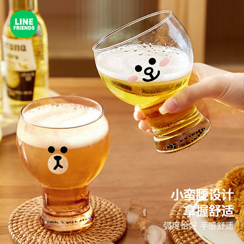 台灣現貨⭐ LINE FRIENDS 啤酒杯 玻璃 水杯 冷飲杯 牛奶杯 BROWN 熊大 CONY 兔兔 SALLY 莎莉