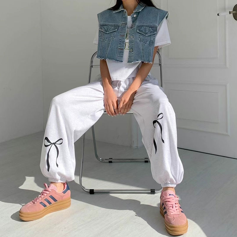 ANNAS 正韓蝴蝶結縮口褲 運動褲 棉褲 大蝴蝶結 浪漫芭蕾舞風格 韓國長褲