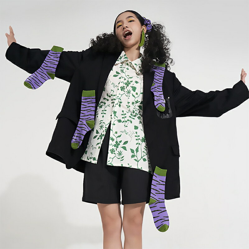 Tinylure Te菜市場系列格子肉肉襪 虎紋豌豆襪 漂浮薯片襪 凹凸玉米襪 條紋蔥蔥襪 親子襪【APP享6%回饋】 3