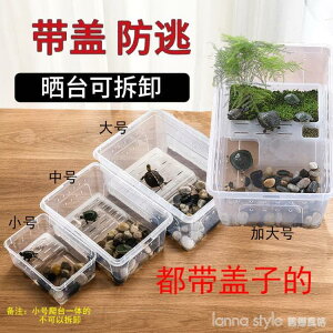 塑料小烏龜缸帶曬台造景小型寵物龜專用缸生態缸巴西龜飼養箱帶蓋