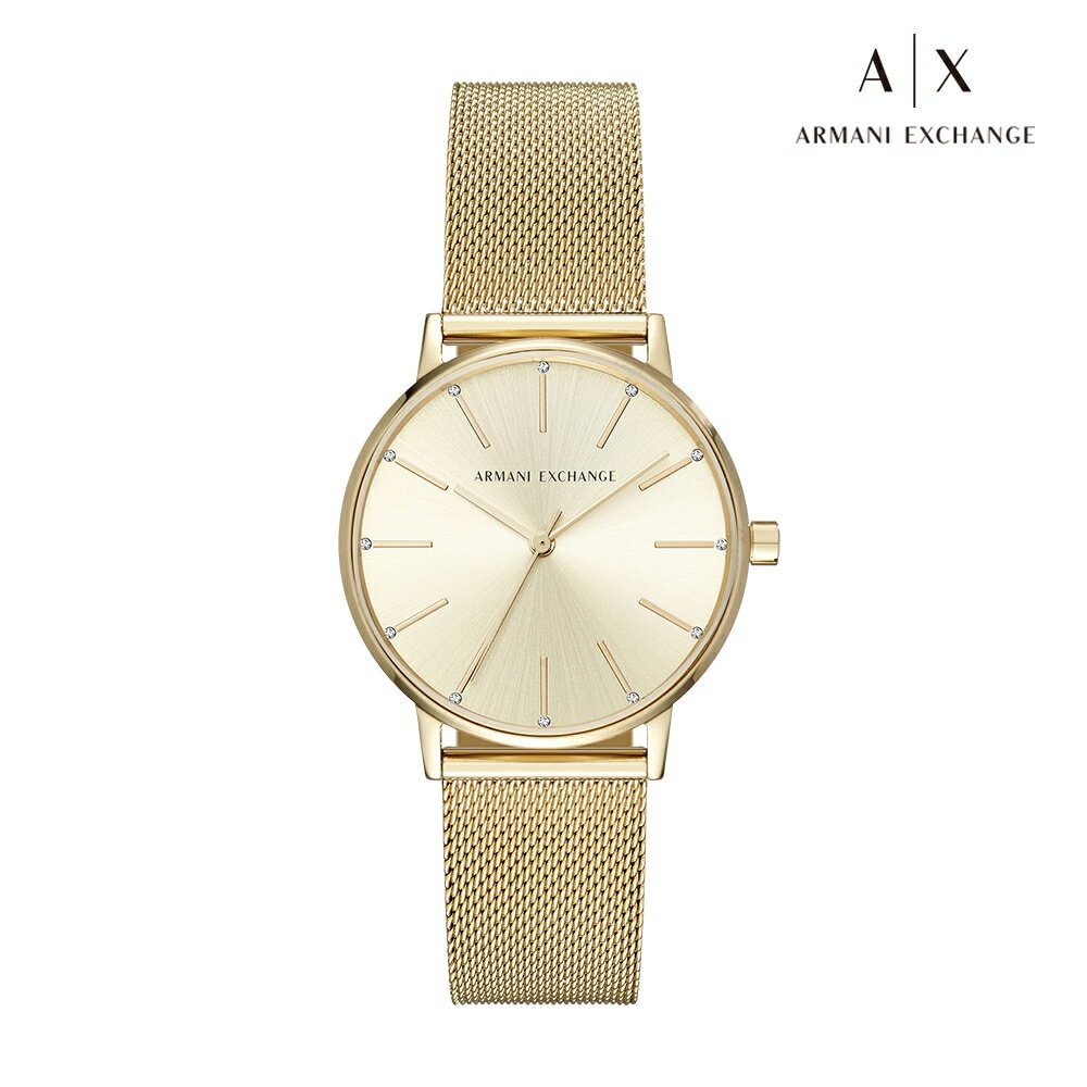 送禮首選★Armani Exchange Lola 輕奢點鑽時尚女錶 金色不鏽鋼米蘭帶36MM AX5536  附提袋【全館滿額折價★APP下單跨店最高22%點數回饋】
