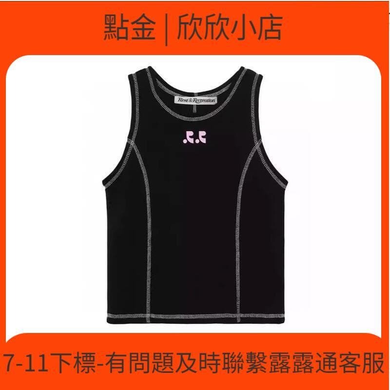 快速出貨 【可開發票】現RR印 明線設 無袖背心修身短款女生