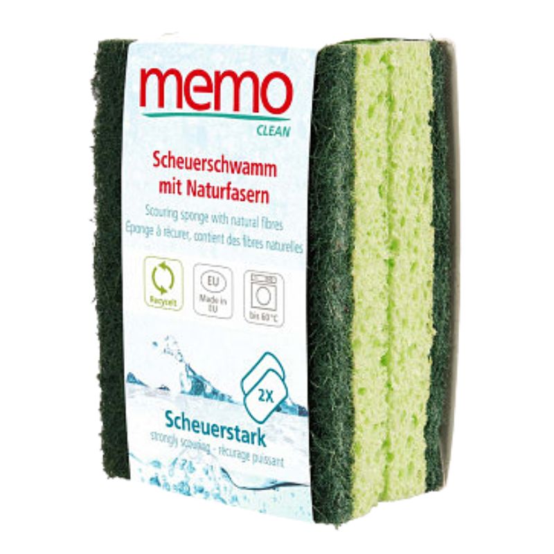memo 纖維清潔海綿 2入裝 吸水海綿 菜瓜布 廚房 浴廁清潔 附發票【心心哈德】現貨 全館499超取免運｜全場下殺★滿額再享折扣